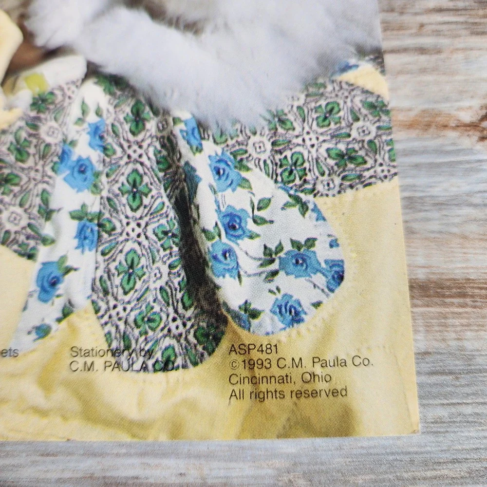 Vintage 1993 CM Paula Co Teddy Bear Kitten Stationery Pad 9x6 ASP481 USA Made